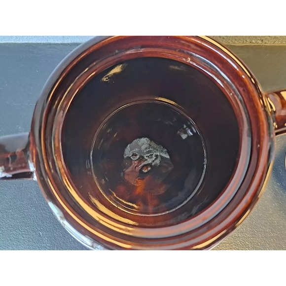 Vintage Stamped USA Stoneware Brown Bean Pot Pottery Canister with Lid - Picture 7 of 8